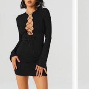 Black strappy bodycon mini dress